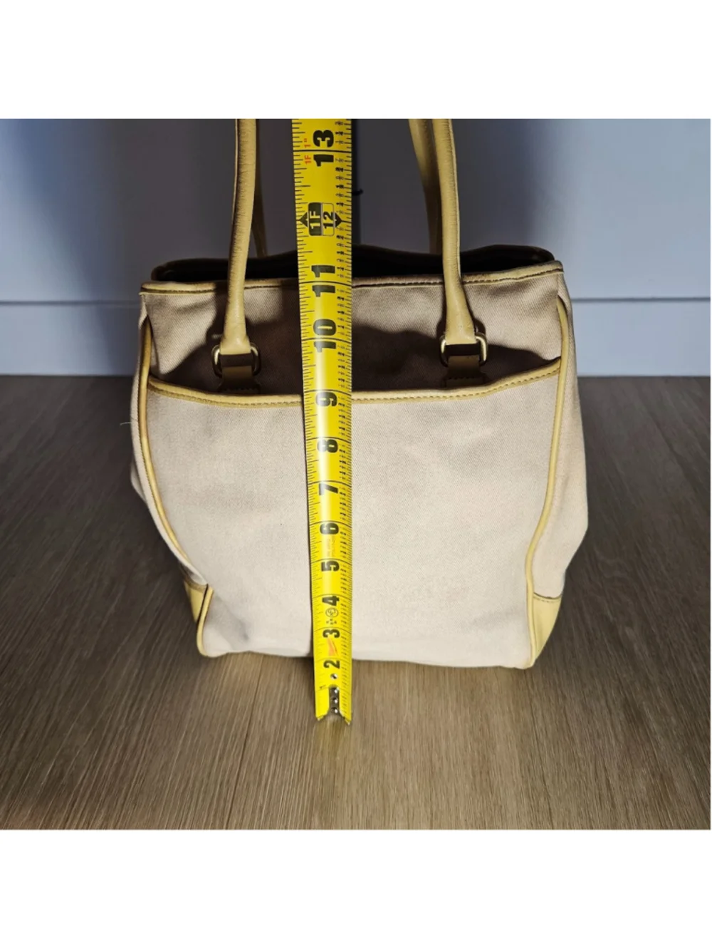 Coach Penelope Canvas Leather Tote Bag Turnlock Ivory Yellow Shoulder Purse 9781